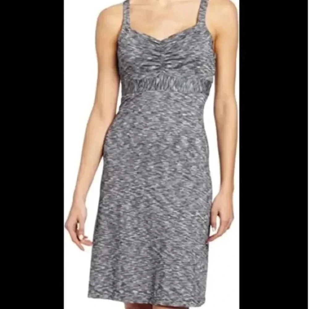 Prana Cali Razorback Tank Dress Gray Print Space Dye Women's Size Small